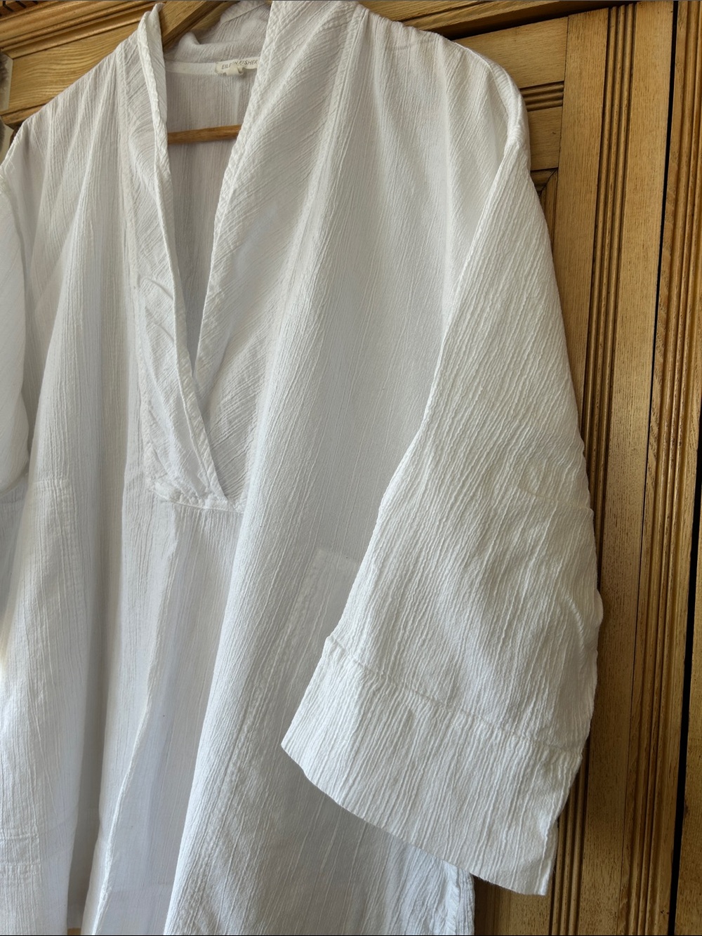 Eileen Fisher White V-Neck Textured Tunic Top or swim coverup XL - Picture 5 of 7